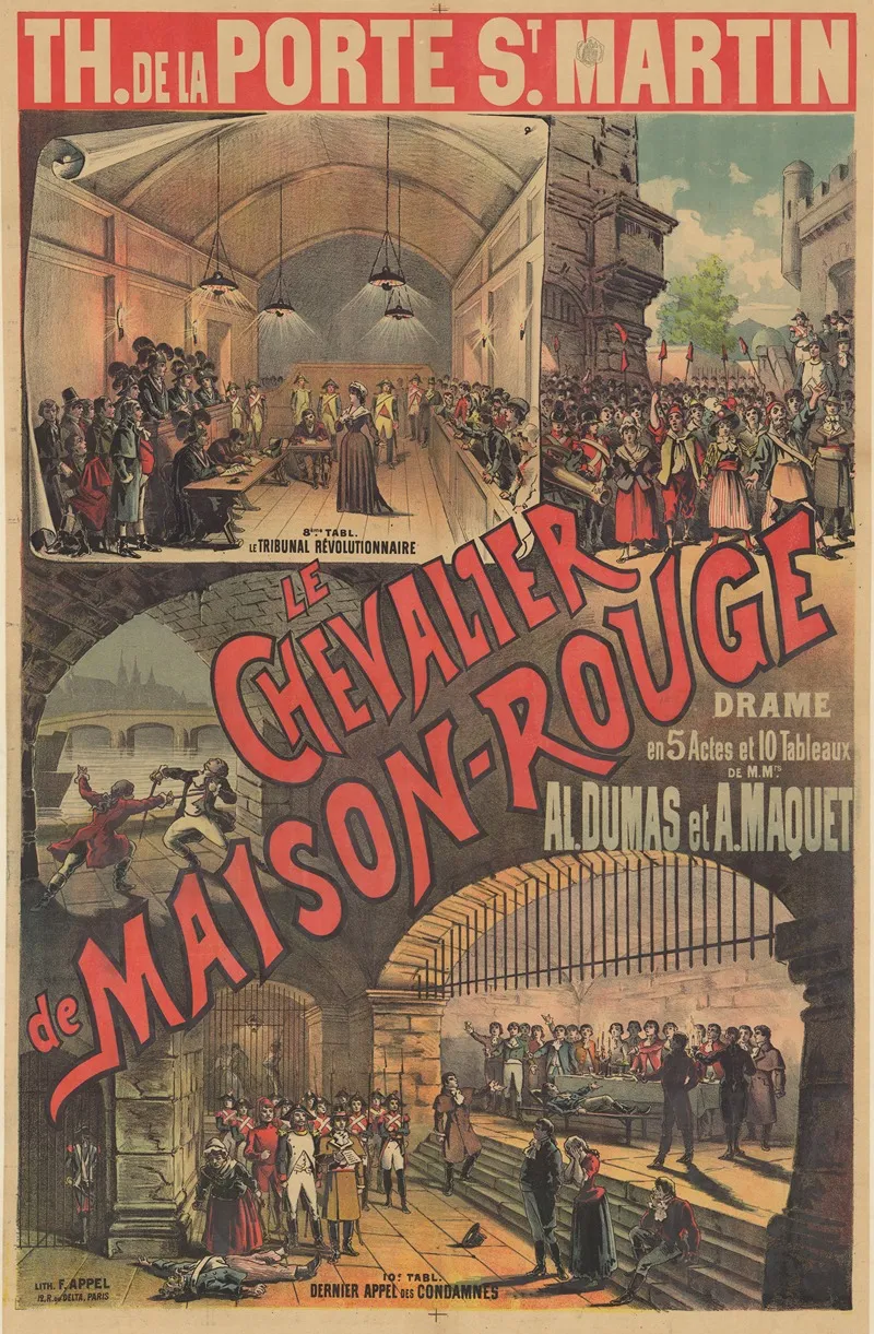 Theatre De La Porte St Martin Le Chevalier De Maison Rouge Wall Art by Imp. F. Appel - High-Resolution Digital Print