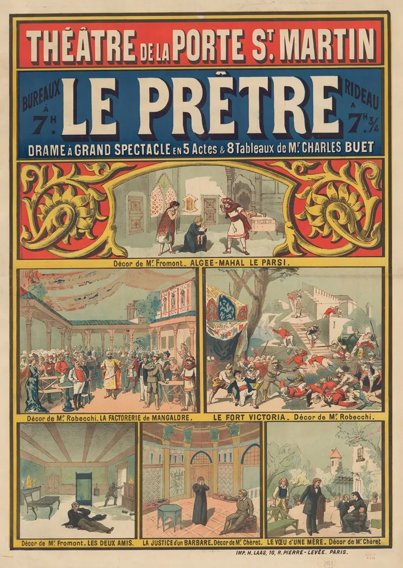 Theatre De La Porte St Martin Le Pretre Wall Art by Imp. H. Laas - High-Resolution Digital Print