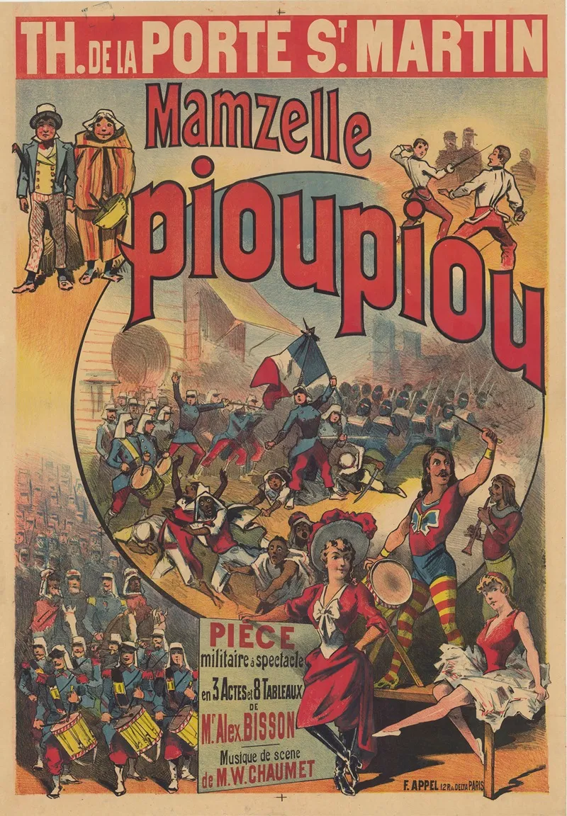 Theatre De La Porte St Martin Mamzelle Pioupiou Wall Art by Lith. F. Appel - High-Resolution Digital Print