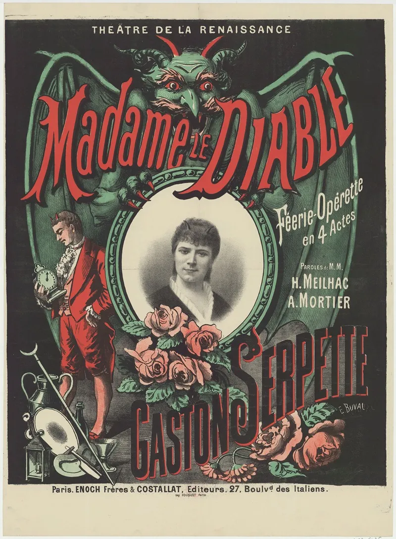 Theatre De La Renaissance Madame Le Diable Feerie Operette En 4 Actes Wall Art by Ernest Buval - High-Resolution Digital Print