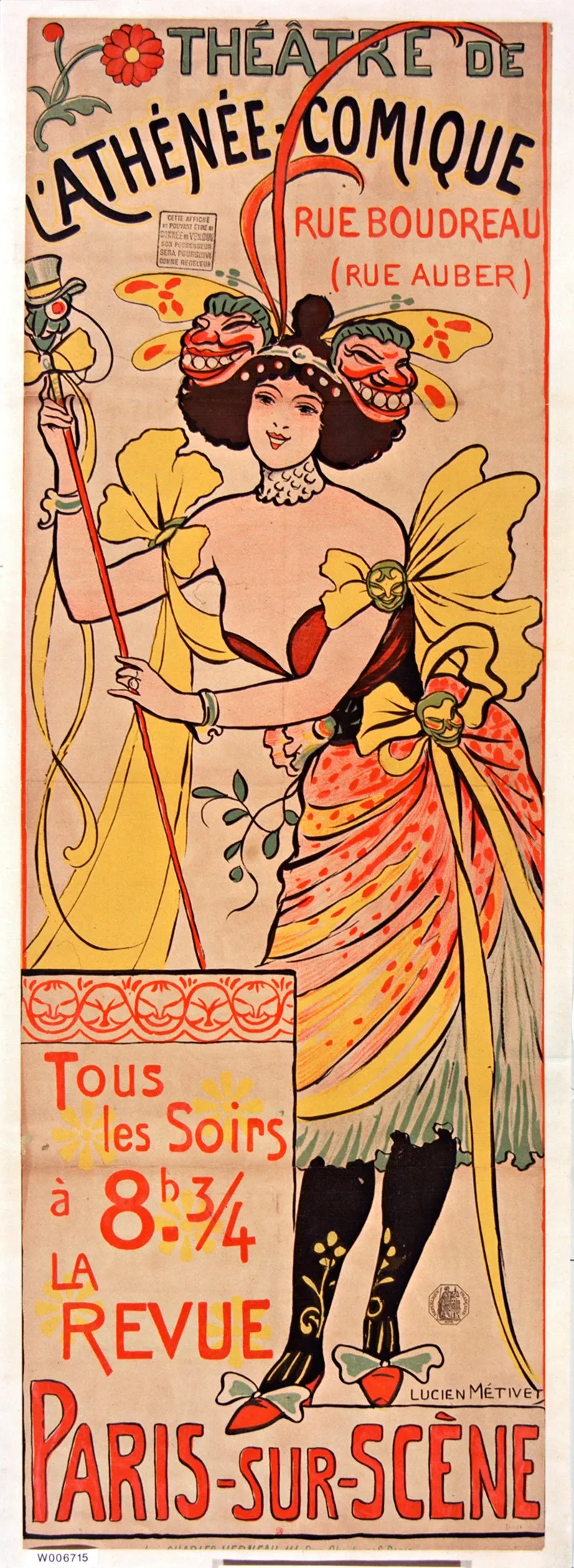 Theatre De Lathenee Comique Rue Boudreau Rue Auber Wall Art by Lucien Marie François Métivet - High-Resolution Digital Print