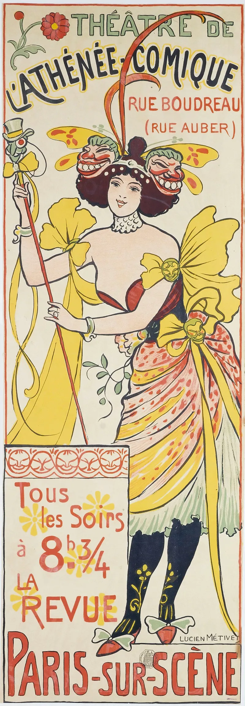 Theatre De Lathenee Comique Rue Boudreau Wall Art by Lucien Marie François Métivet - High-Resolution Digital Print