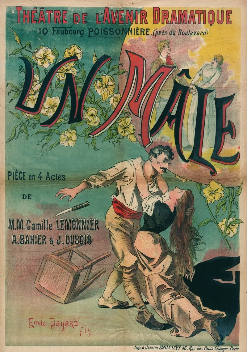 Theatre De Lavenir Dramatique 10 Faubourg Poissonniere Pres Du Boulevard Un Male Wall Art by Emile Bayard - High-Resolution Digital Print