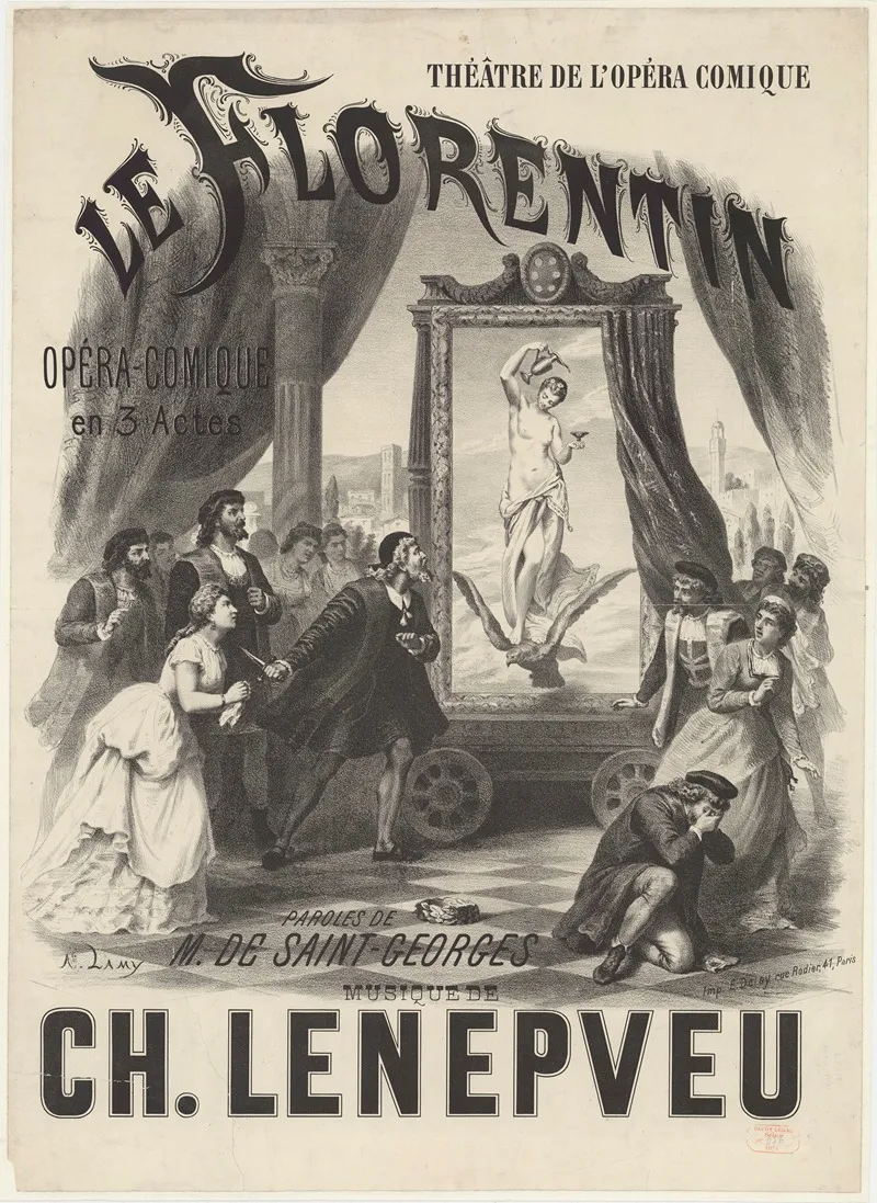 Theatre De Lopera Comique Le Florentin Opera Comique En 3 Actes Wall Art by Pierre-Auguste Lamy - High-Resolution Digital Print