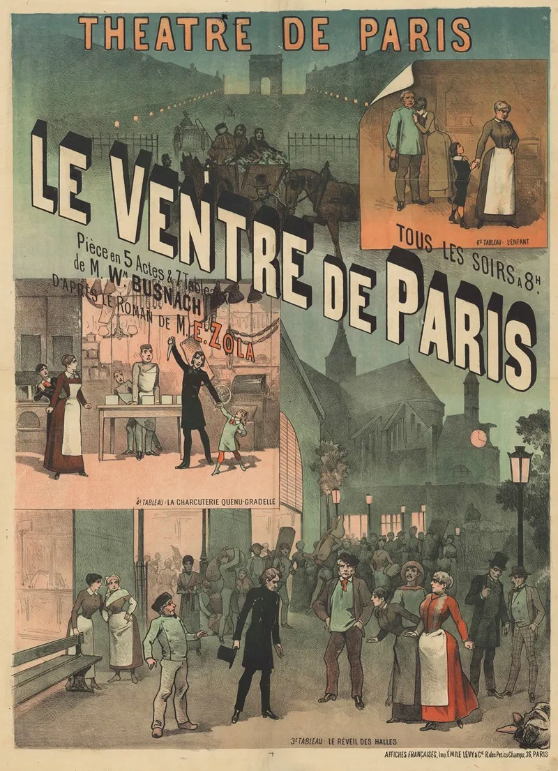Theatre De Paris Tous Les Soirs A 8h Le Ventre De Paris Wall Art by Imp. Emile Lévy - High-Resolution Digital Print