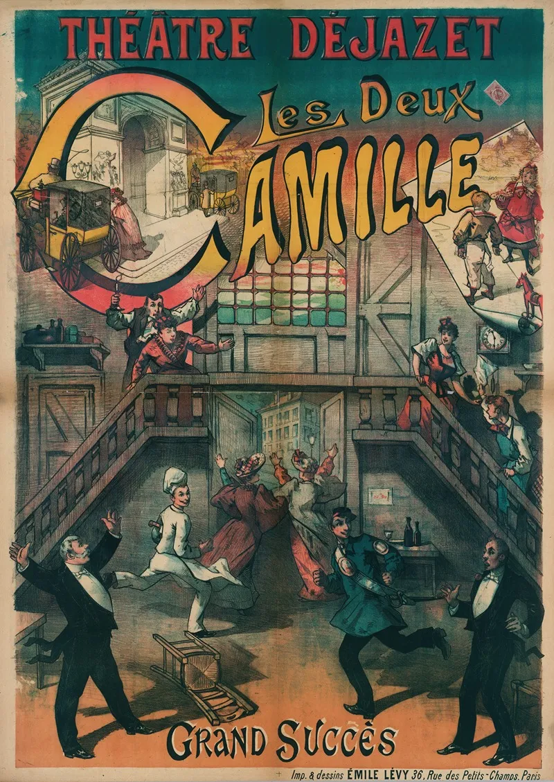 Theatre Dejazet Les Deux Camille Grand Succes Wall Art by Imp. Emile Lévy - High-Resolution Digital Print