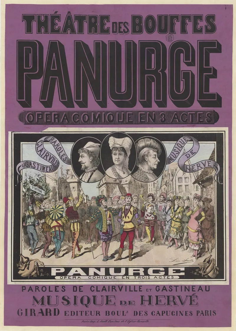 Theatre Des Bouffes Panurge Opera Comique En 3 Actes Wall Art by Léon Sault - High-Resolution Digital Print
