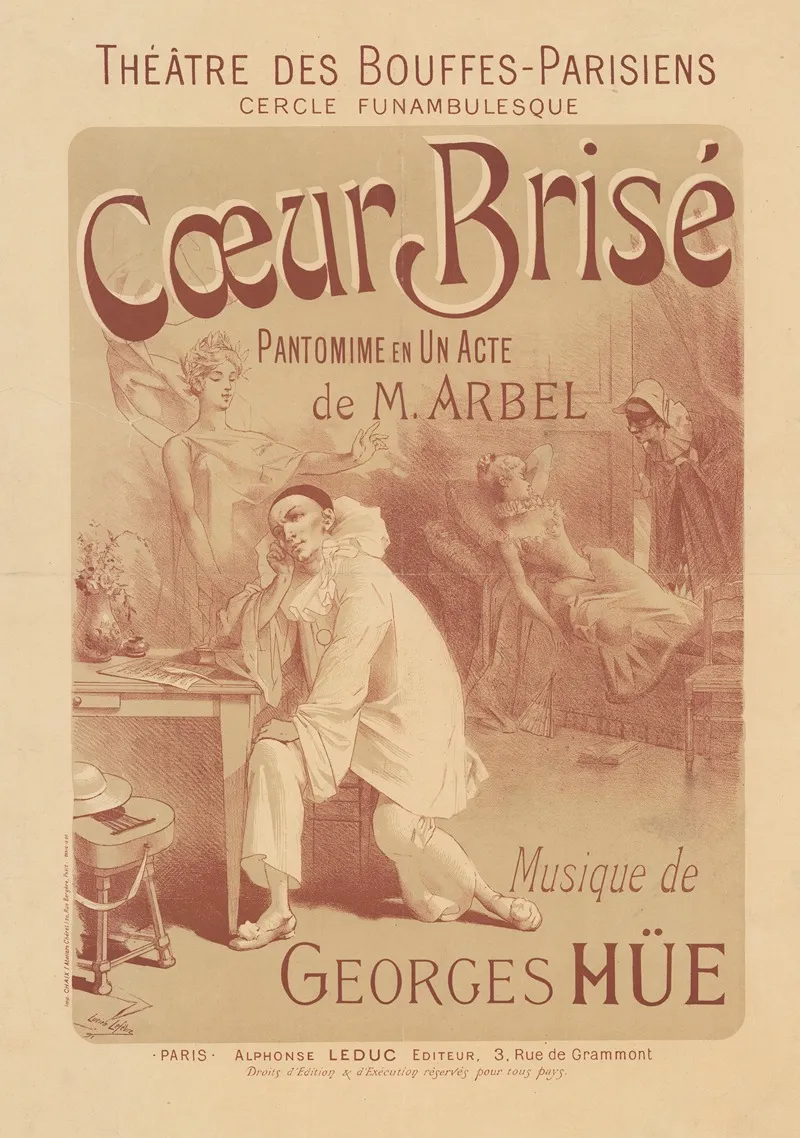 Theatre Des Bouffes Parisiens Cercle Funambulesque Coeur Brise Pantomime En Un Acte De M Arbel Wall Art by Lucien Lefèvre - High-Resolution Digital Print