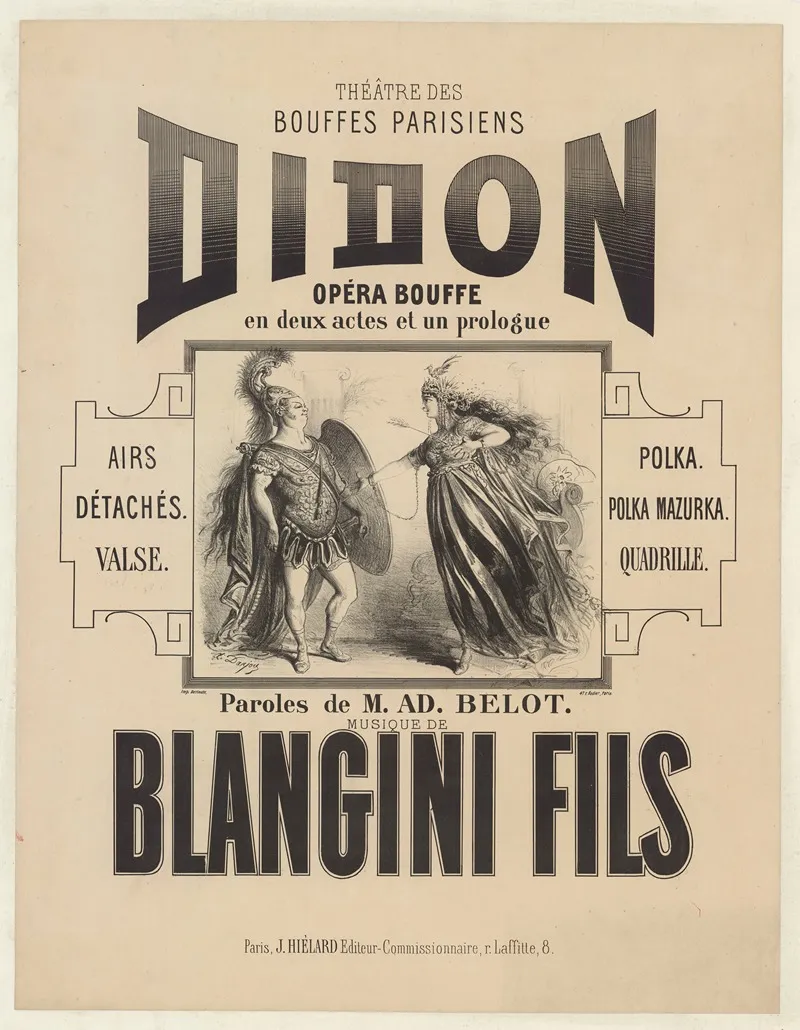 Theatre Des Bouffes Parisiens Didon Opera Bouffe En Deux Actes Et Un Prologue Wall Art by Henri-Alfred Darjou - High-Resolution Digital Print