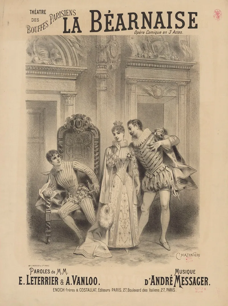 Theatre Des Bouffes Parisiens Le Bearnaise Wall Art by Antonin-Marie Chatinière - High-Resolution Digital Print