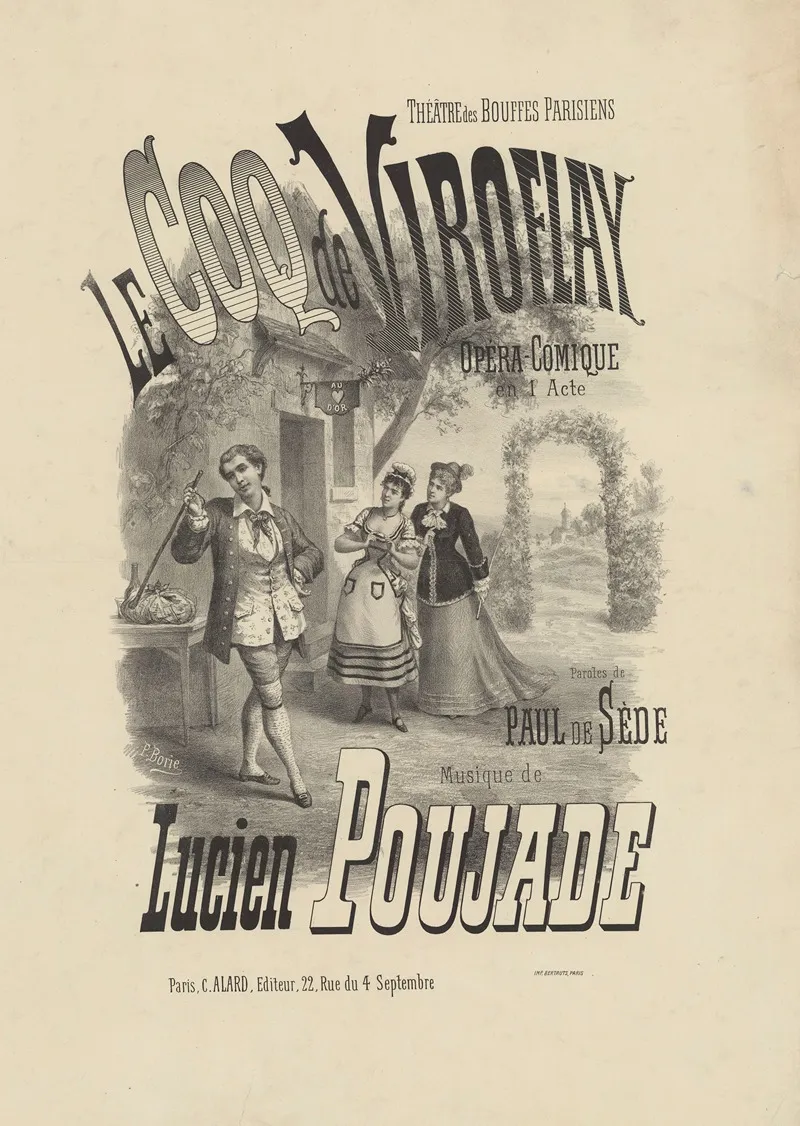Theatre Des Bouffes Parisiens Le Coq De Viroflay Wall Art by P. Borie - High-Resolution Digital Print