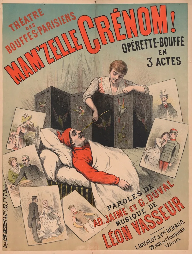 Theatre Des Bouffes Parisiens Mamzelle Crenom Operette Bouffe En 3 Actes Wall Art by Edward Ancourt - High-Resolution Digital Print