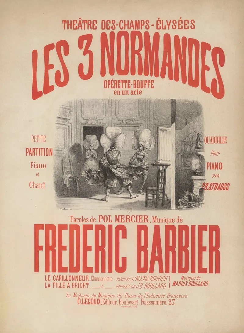 Theatre Des Champs Elysees Les Trois Normandes Operette Bouffe En Un Acte Paroles De Pol Mercier Musique De Frederic Barbier Wall Art by Paul de Crauzat - High-Resolution Digital Print