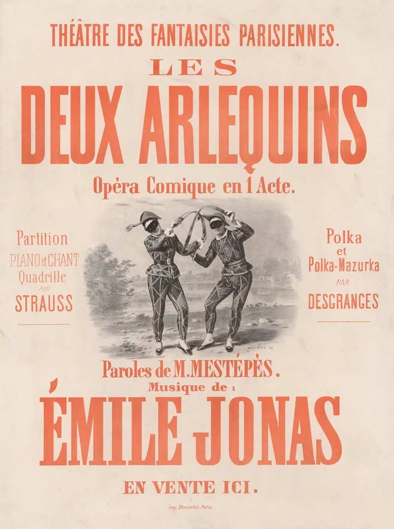 Theatre Des Fantaisies Parisiennes Les Deux Arlequins Wall Art by Léon Loire - High-Resolution Digital Print