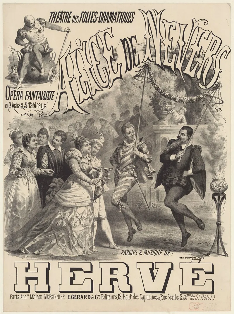 Theatre Des Folies Dramatiques Alice De Nevers Wall Art by Pierre-Auguste Lamy - High-Resolution Digital Print