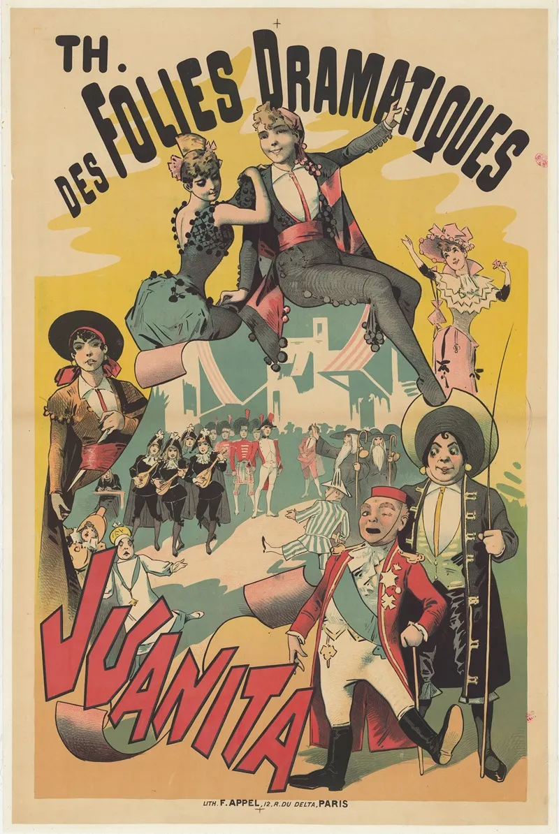 Theatre Des Folies Dramatiques Juanita Wall Art by Lith. F. Appel - High-Resolution Digital Print