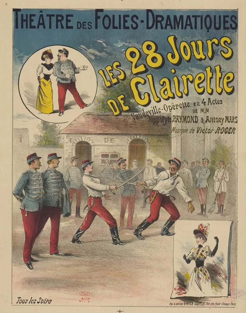 Theatre Des Folies Dramatiques Les 28 Jours De Clairette Wall Art by Imp. Emile Lévy - High-Resolution Digital Print