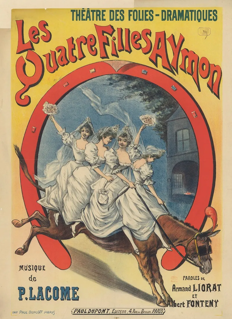 Theatre Des Folies Dramatiques Les Quatre Filles Aymon Operette Wall Art by Imp. Paul Dupont - High-Resolution Digital Print