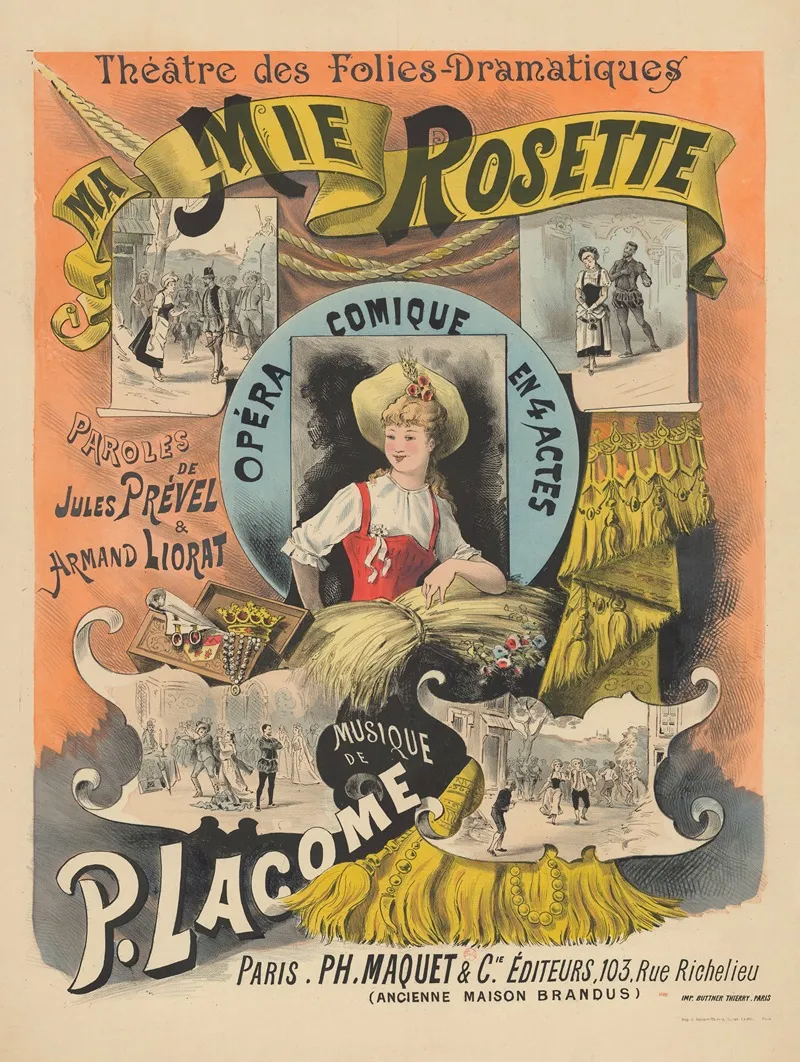Theatre Des Folies Dramatiques Ma Mie Rosette Opera Comique En 4 Actes Paroles De Jules Prevel Armand Liorat Wall Art by Imp. Buttner Thierry - High-Resolution Digital Print