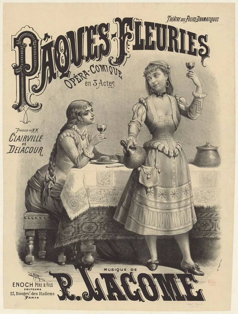 Theatre Des Folies Dramatiques Paques Fleuries Opera Comique En 3 Actes Wall Art by Henri Meyer - High-Resolution Digital Print