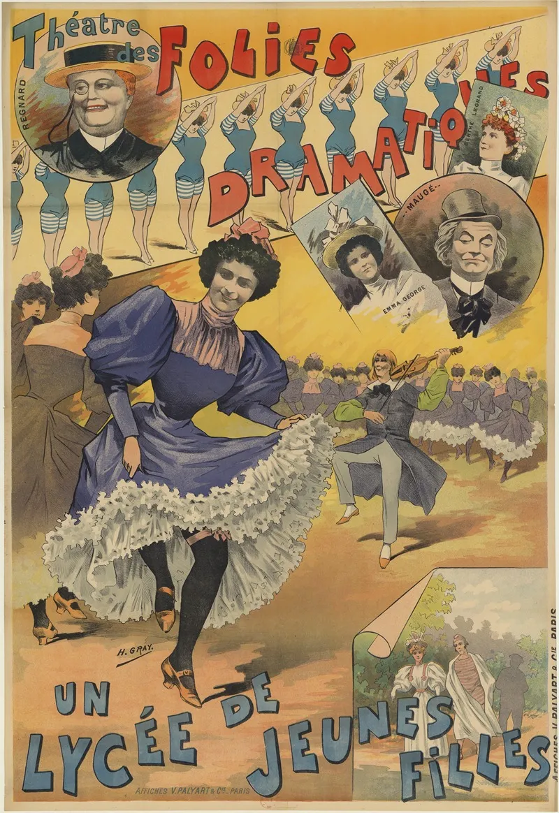 Theatre Des Folies Dramatiques Un Lycee De Jeunes Filles Avec Mauge Berthe Legrand Regnard Emma George Wall Art by Henri Boulanger Gray - High-Resolution Digital Print