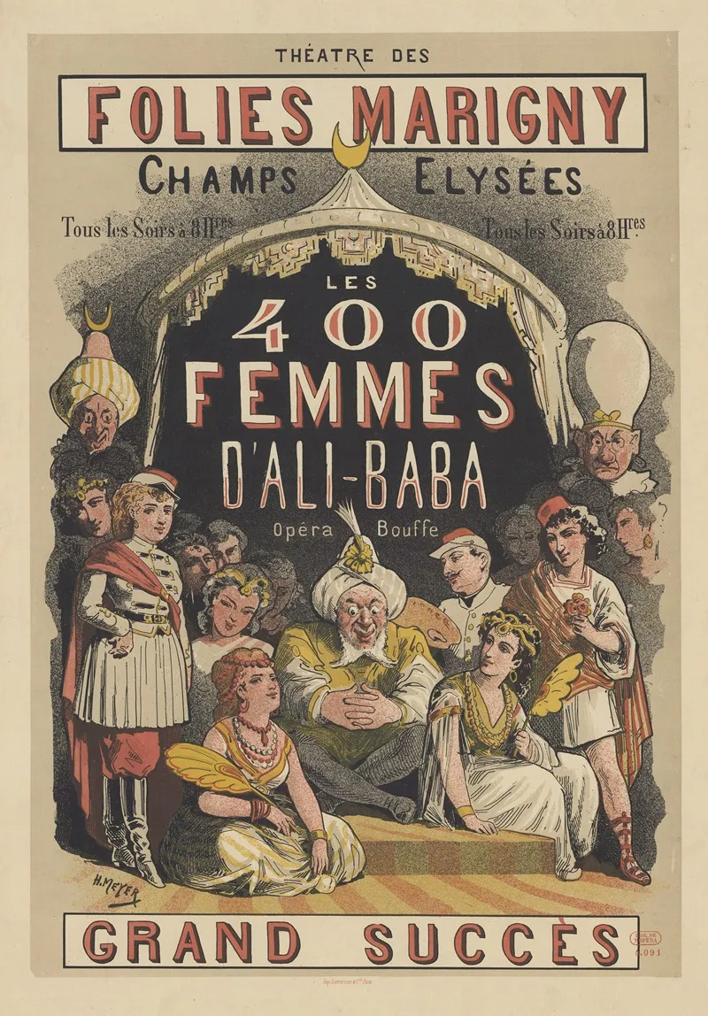 Theatre Des Folies Marigny Champs Elysees Les 400 Femmes Dali Baba Wall Art by Henri Meyer - High-Resolution Digital Print