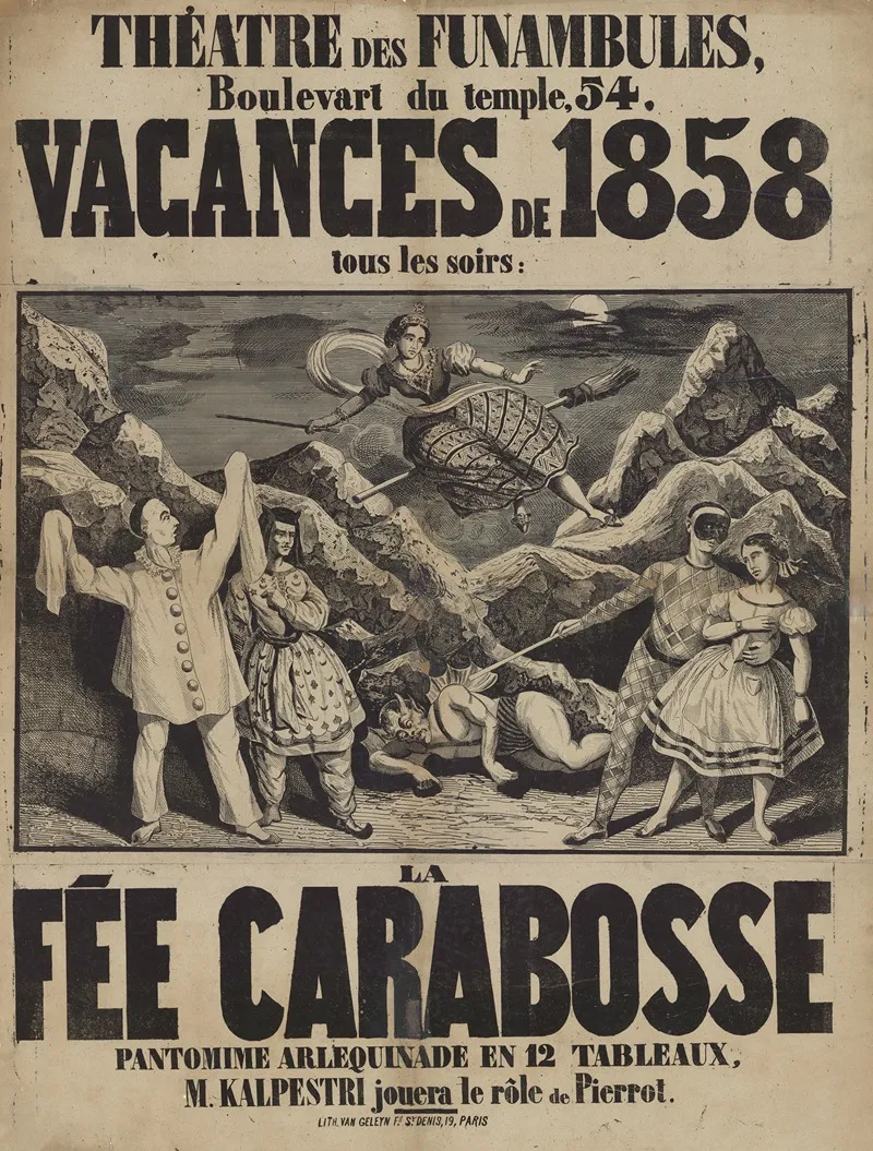 Theatre Des Funambules Vacances De 1858 Fee Carabosse Wall Art by Lith. Van Geleyn - High-Resolution Digital Print