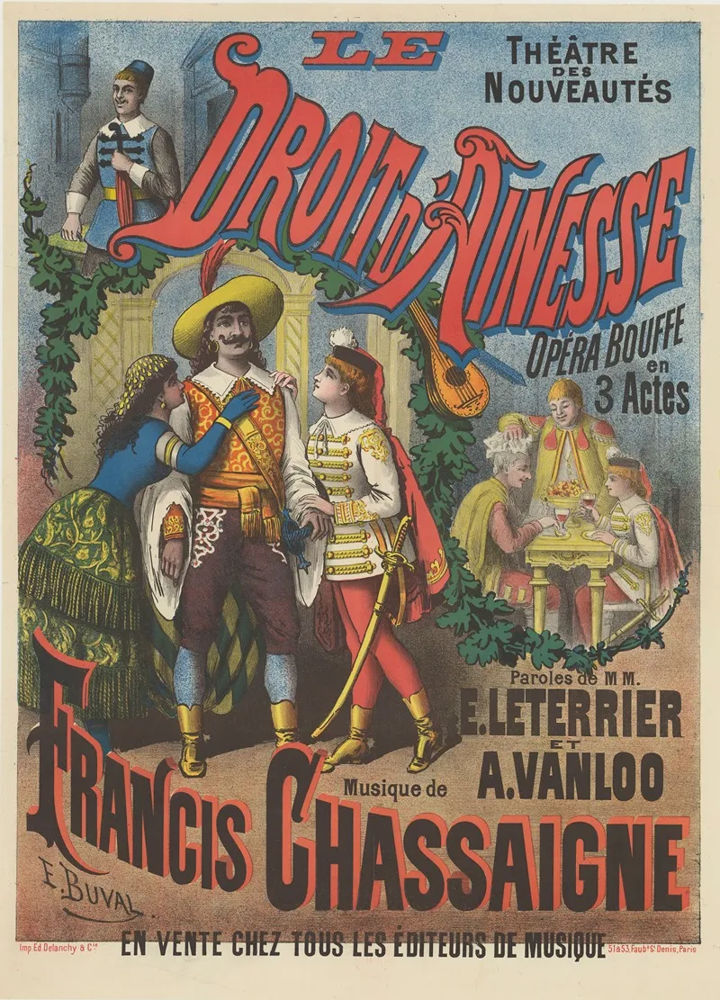Theatre Des Nouveautes Le Droit Dainesse Opera Bouffe En 3 Actes Wall Art by Ernest Buval - High-Resolution Digital Print