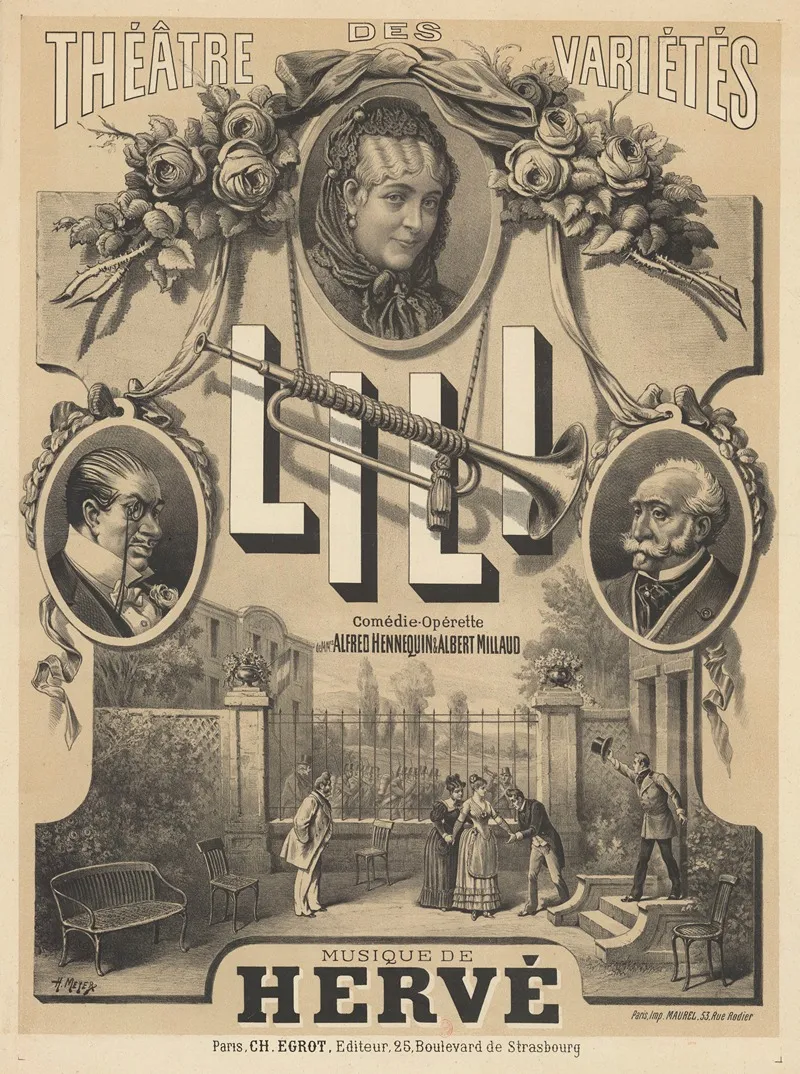 Theatre Des Varietes Lili Comedie Operette De Mmrs Alfred Hennequin Et Albert Millaud Wall Art by Henri Meyer - High-Resolution Digital Print