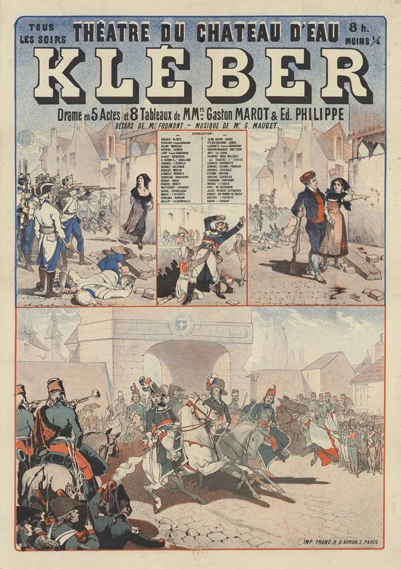 Theatre Du Chateau Deau Kleber Drame En 5 Actes Et 8 Tableaux De Mmrs Gaston Marot Ed Philippe Wall Art by Léon Choubrac - High-Resolution Digital Print