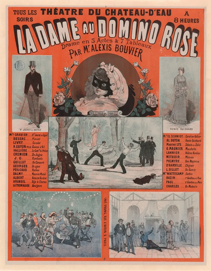 Theatre Du Chateau Deau La Dame Au Domino Rose Wall Art by Imp. Franc - High-Resolution Digital Print