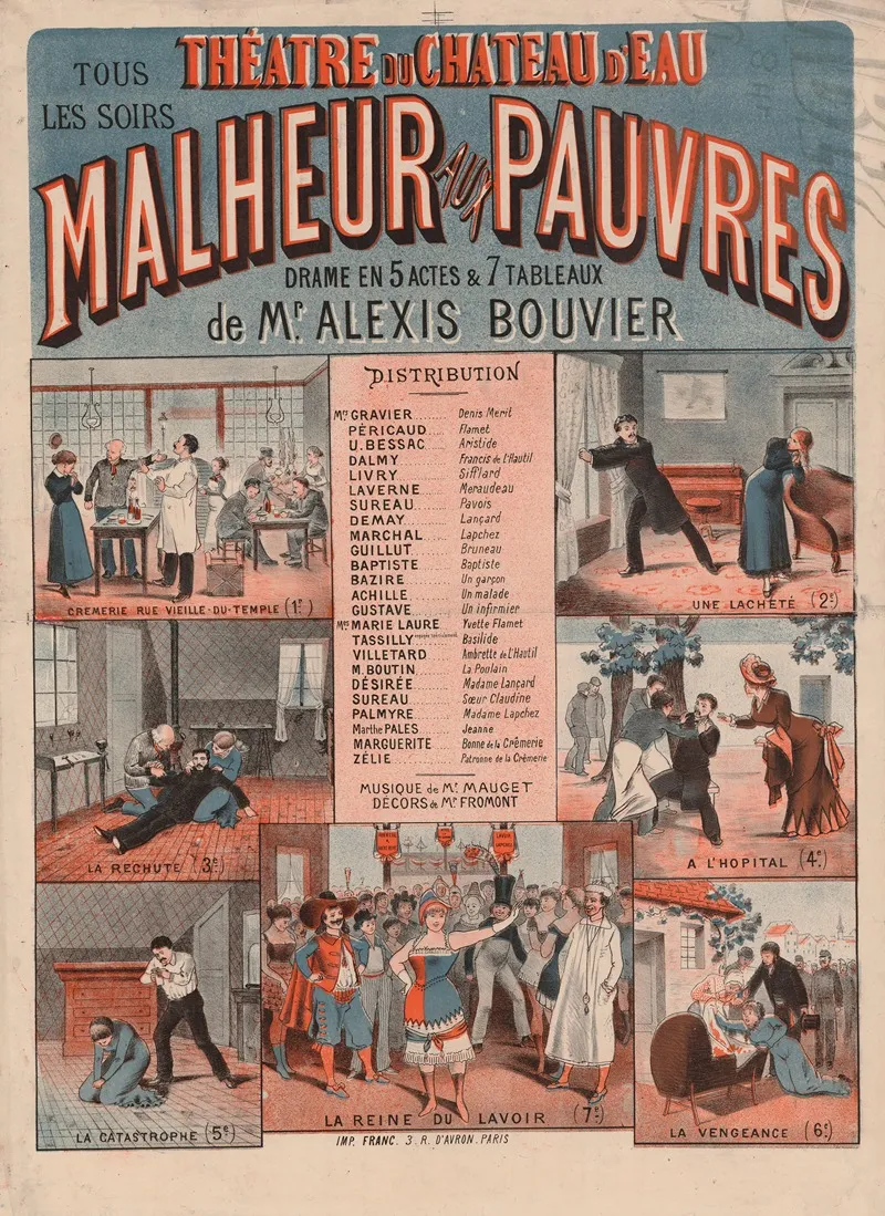 Theatre Du Chateau Deau Malheur Aux Pauvres Wall Art by Imp. Franc - High-Resolution Digital Print