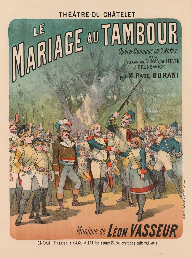 Theatre Du Chatelet Le Mariage Au Tambour Opera Comique En Trois Actes Wall Art by Imp. Emile Lévy - High-Resolution Digital Print