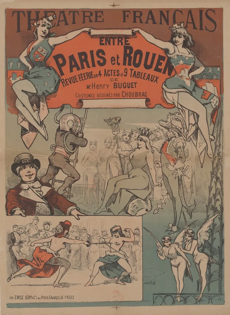 Theatre Francais Entre Paris Et Rouen Revue Feerie En 4 Actes Et 9 Tableaux Costumes Dessines Par Choubrac Wall Art by Imp. Emile Lévy - High-Resolution Digital Print