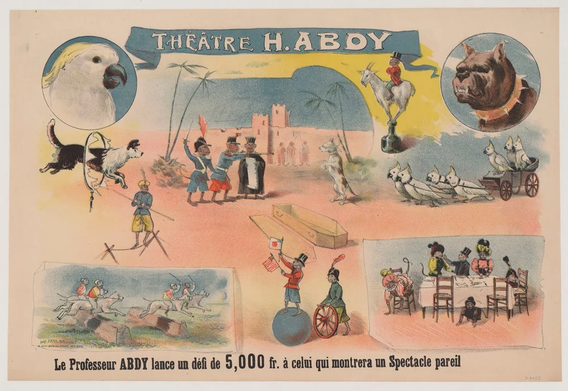 Theatre H Abdy Le Professeur Abdy Lance Un Defi De 5000 Fr A Celui Qui Montrera Un Spectacle Pareil Wall Art by Imp. Paul Dupont - High-Resolution Digital Print
