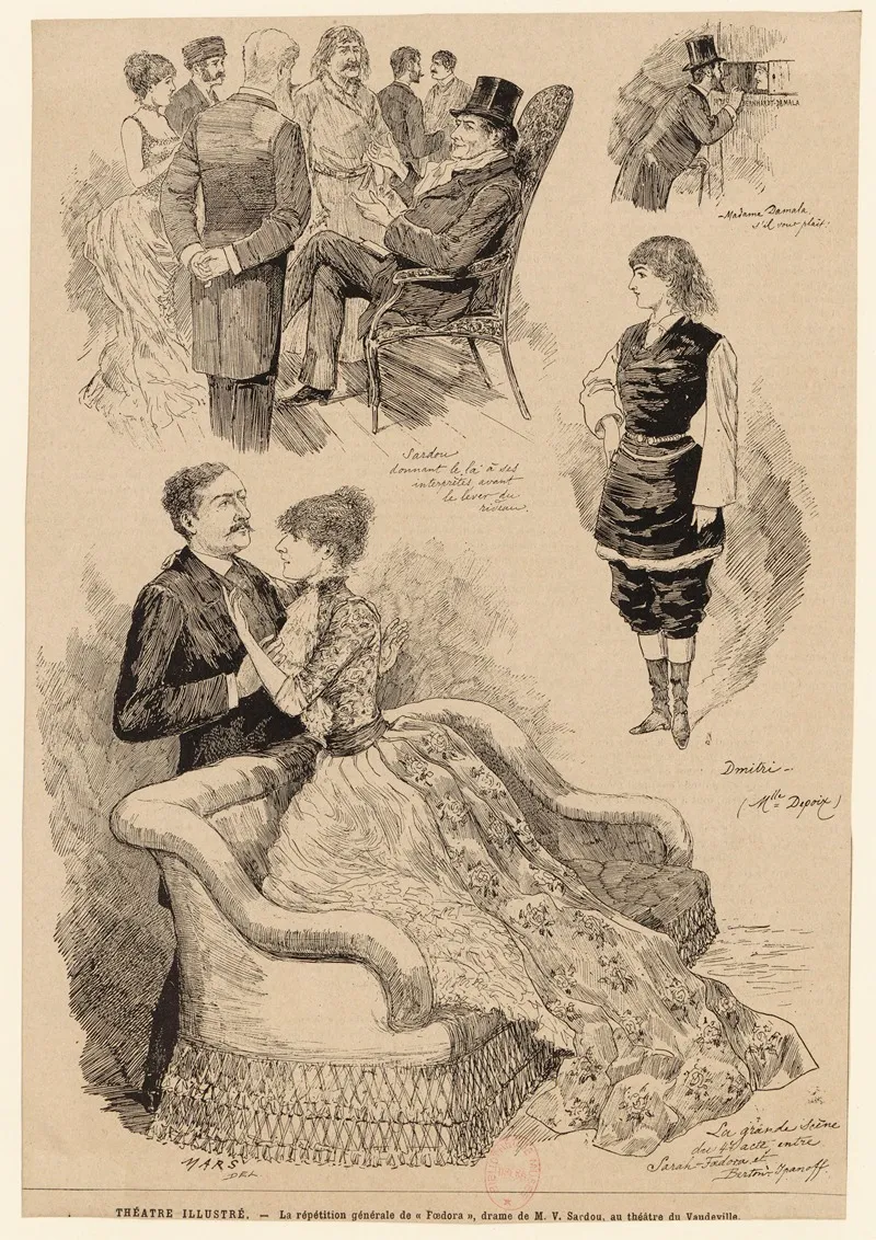 Theatre Illustre La Repetition Generale De Foedera Drame De M V Sardou Au Theatre Du Vaudeville Wall Art by Mars (Maurice Bonvoisin) - High-Resolution Digital Print