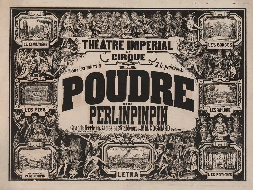 Theatre Imperial Du Cirque La Poudre De Perlinpinpin Grande Feerie Wall Art by Lith. Delas et Cie - High-Resolution Digital Print