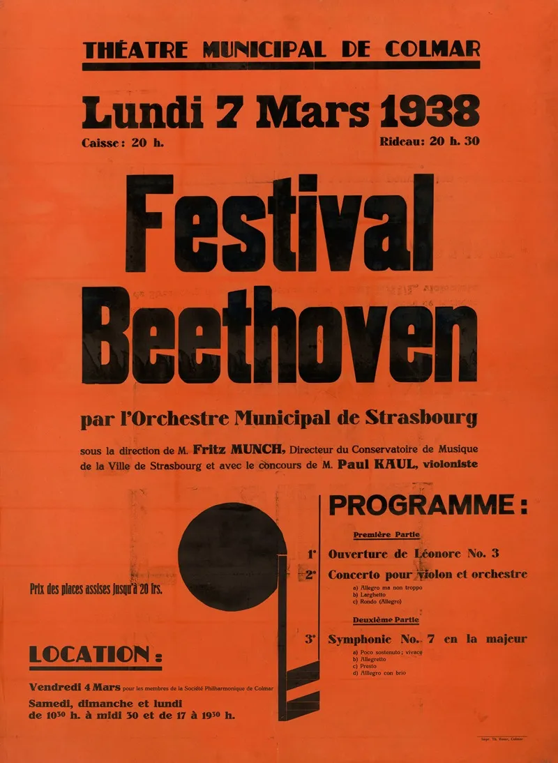 Theatre Municipal De Colmar 7 Mars 1938 Festival Beethoven