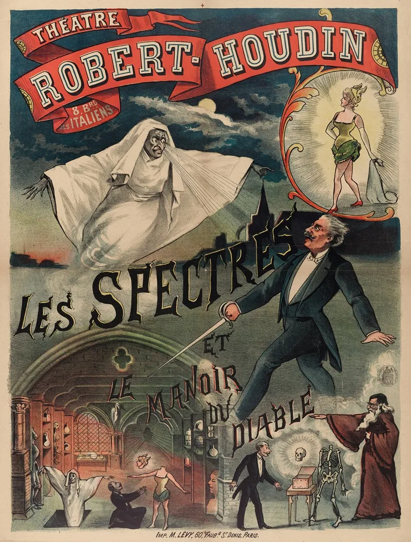 Theatre Robert Houdin 8 Brd Des Italiens Les Spectres Et Le Manoir Du Diable Wall Art by Imp. Emile Lévy - High-Resolution Digital Print