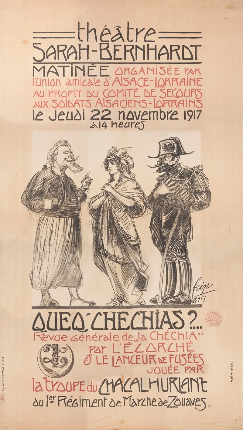 Theatre Sarah Bernhart Matinee Organisee Par Lunion Amicale Dalsace Lorraine Au Profit Du Comite De Secours Aux Soldats Alsaciens Lorrains Wall Art by Frip - High-Resolution Digital Print