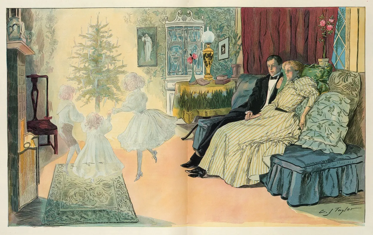 Their First Christmas Eve A Vision Of The Future Wall Art by Charles Jay Taylor - High-Resolution Digital Print