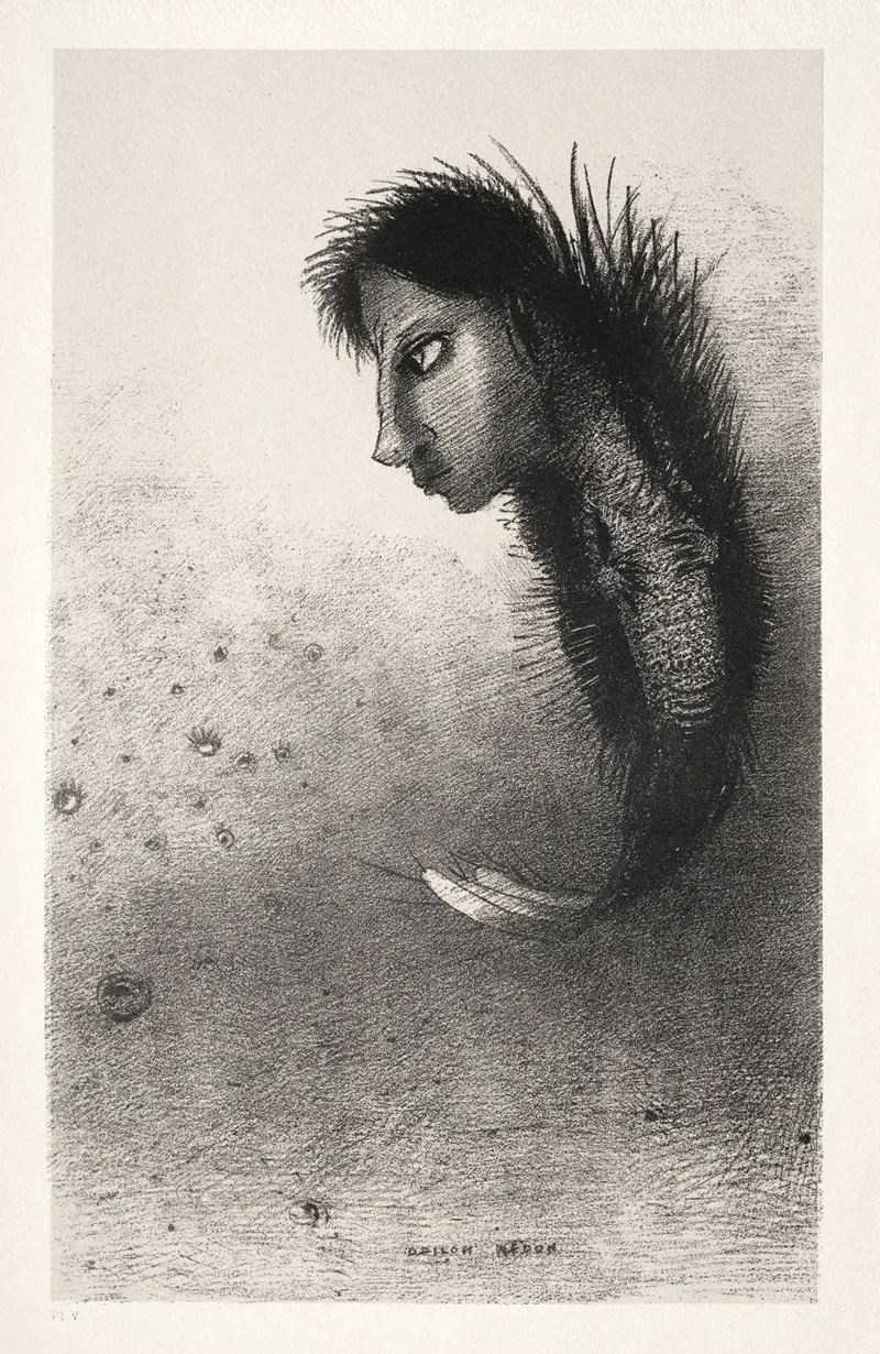 Then There Appears A Singular Being Having The Head Of A Man On The Body Of A Fish 2 Wall Art by Odilon Redon - High-Resolution Digital Print