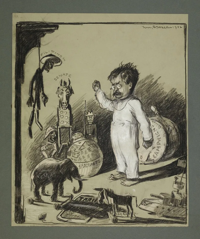 Theodore Roosevelt Depicted As A Child Shakes His Fist