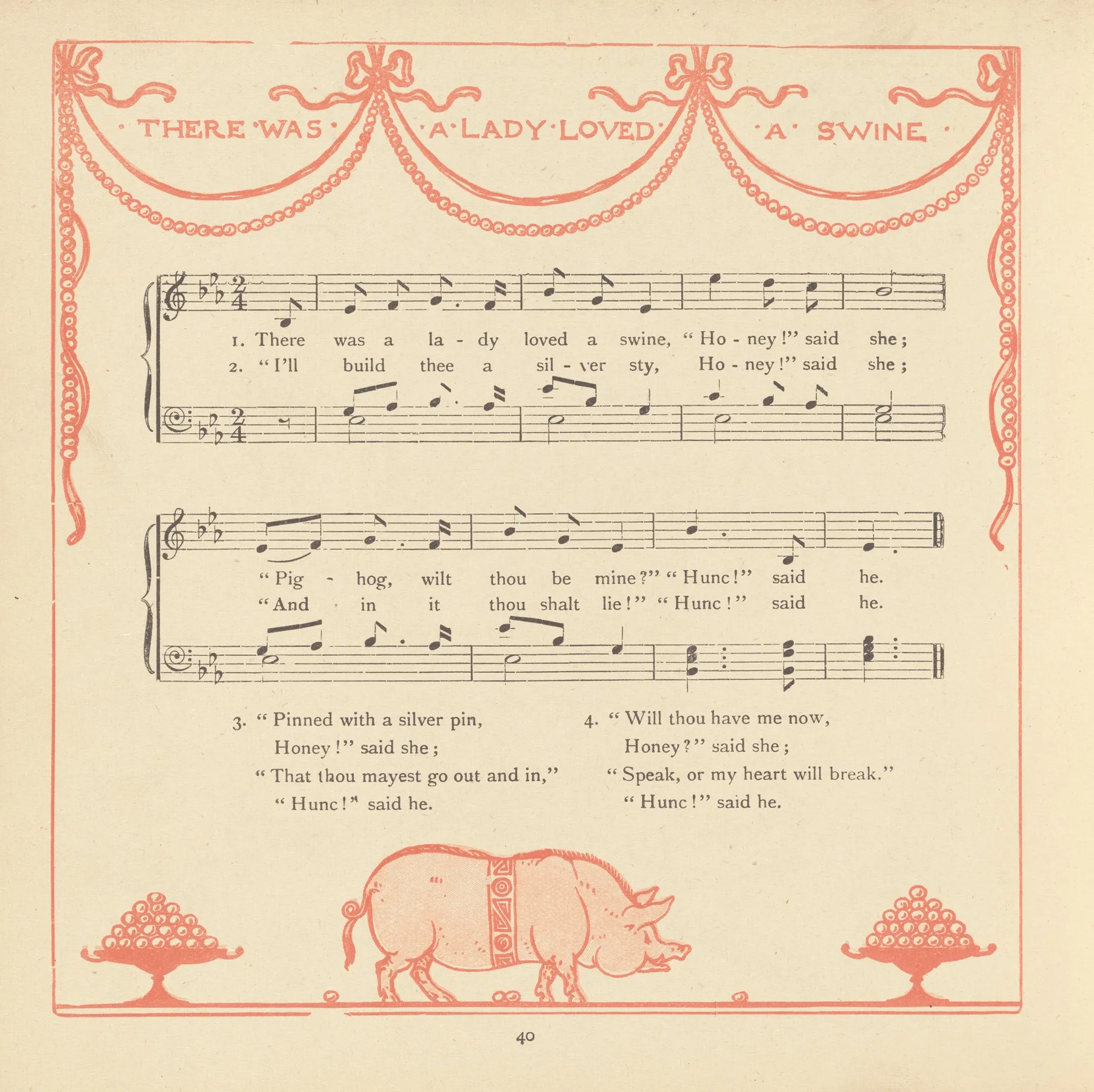 There Was A Lady Loved A Swine 2 Wall Art by Walter Crane - High-Resolution Digital Print