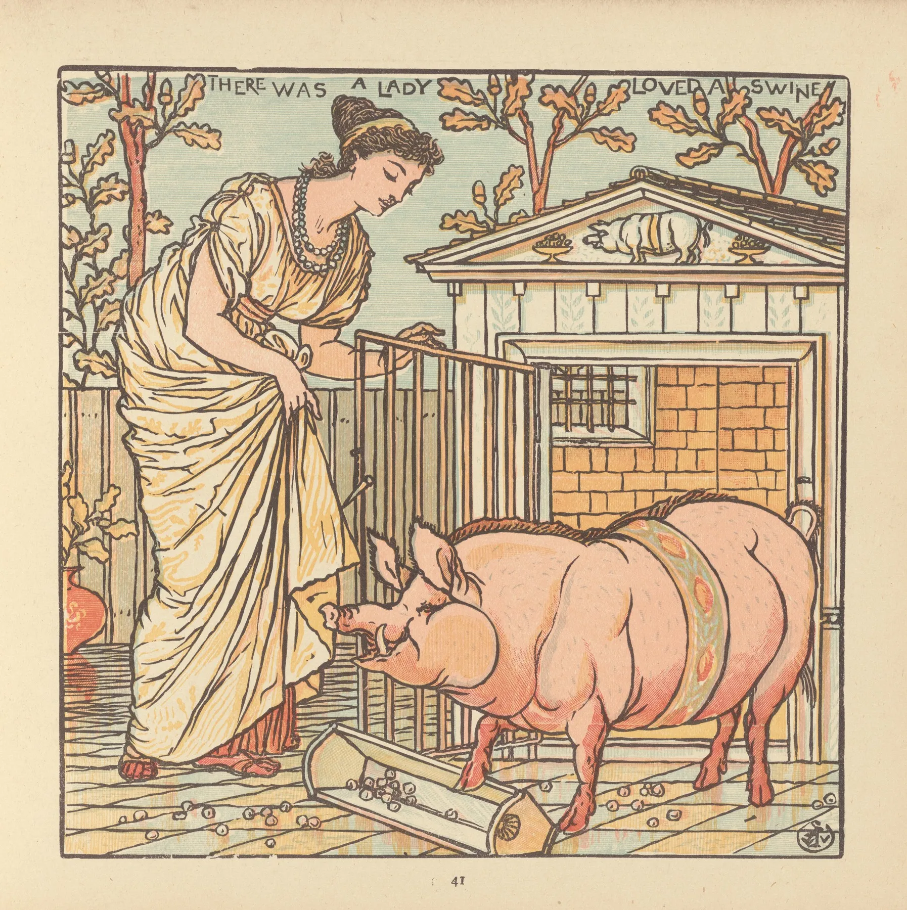 There Was A Lady Loved A Swine 3 Wall Art by Walter Crane - High-Resolution Digital Print