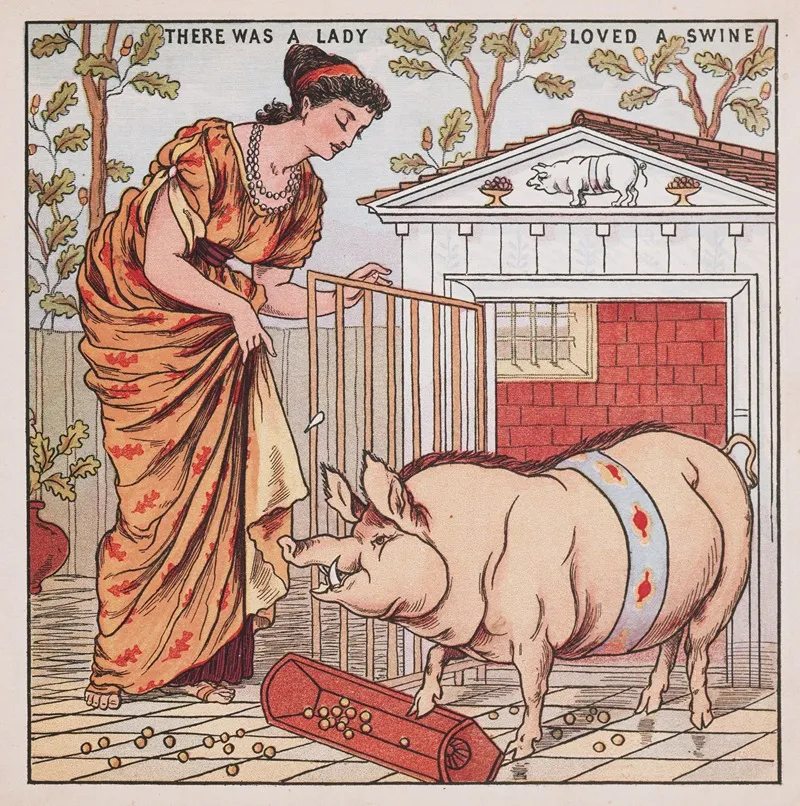 There Was A Lady Loved A Swine Wall Art by Walter Crane - High-Resolution Digital Print