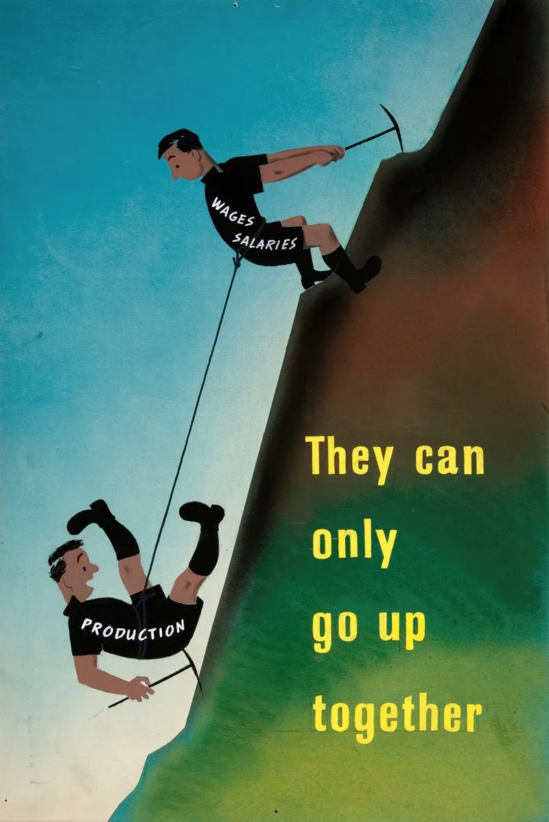 They Can Only Go Up Together Production Wages And Salaries Wall Art by Anonymous - High-Resolution Digital Print