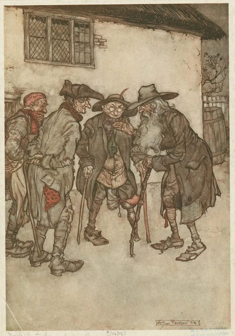 They Crowed Round Him Eyeing Him From Head To Foot With Great Curiosity Wall Art by Arthur Rackham - High-Resolution Digital Print