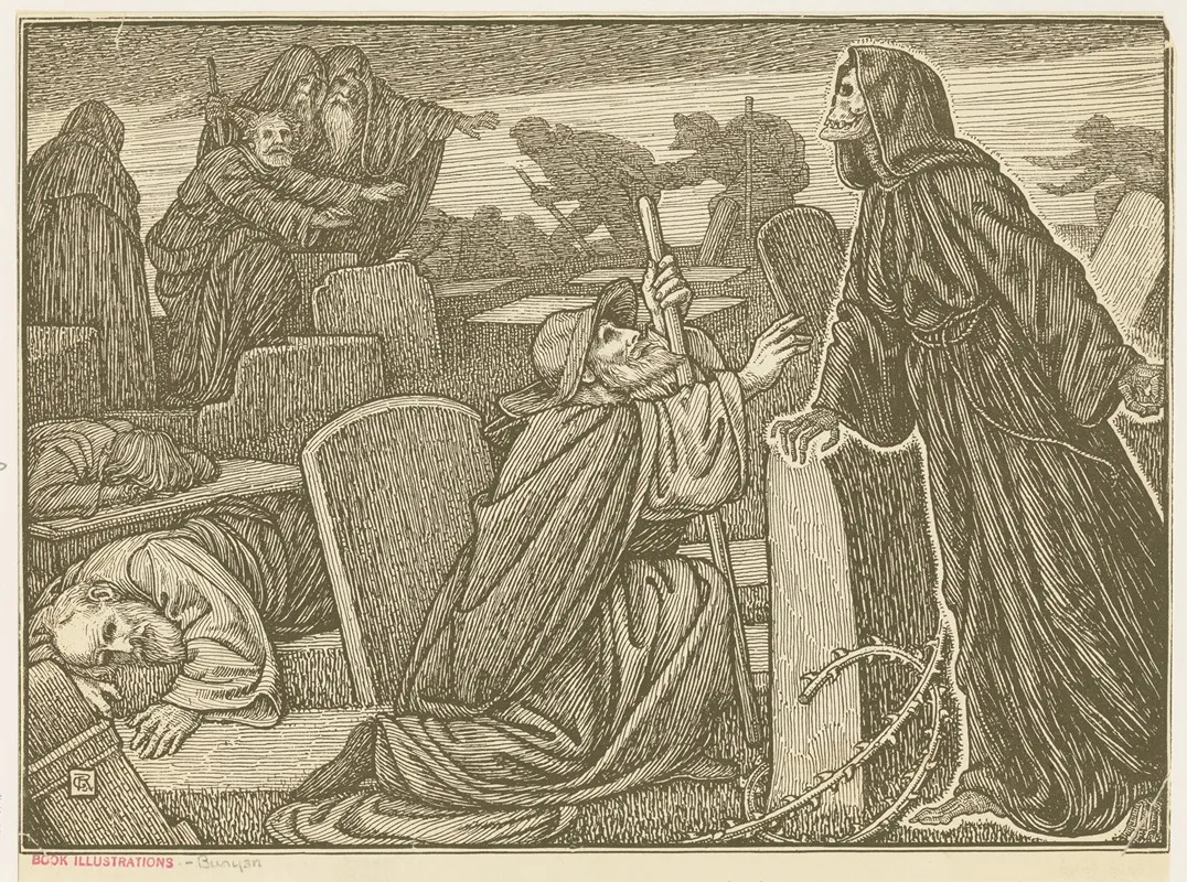 They Perceived Several Men Walking Up And Down Among The Tombs That Were There Wall Art by George Woolliscroft Rhead - High-Resolution Digital Print