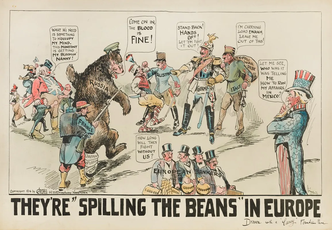 Theyre Spilling The Beans In Europe Wall Art by Carey Cartoon Service - High-Resolution Digital Print